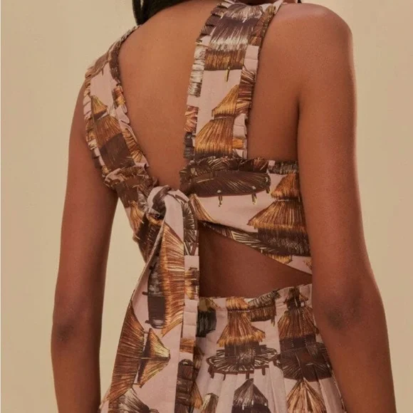 FARM Rio Malocas Beige Sleeveless Midi Dress - Picture 5 of 8